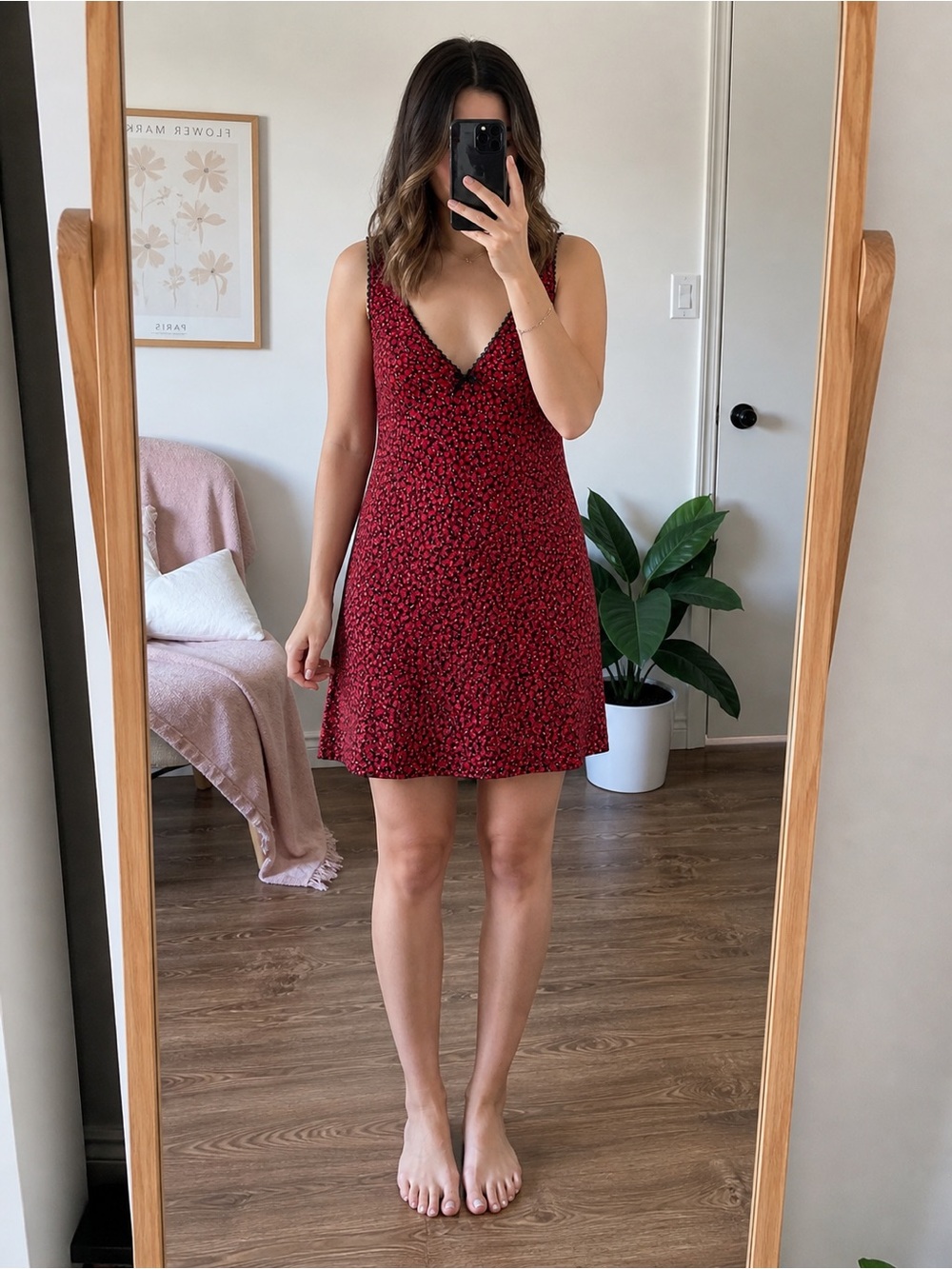 VTG wine coloured floral mini dress